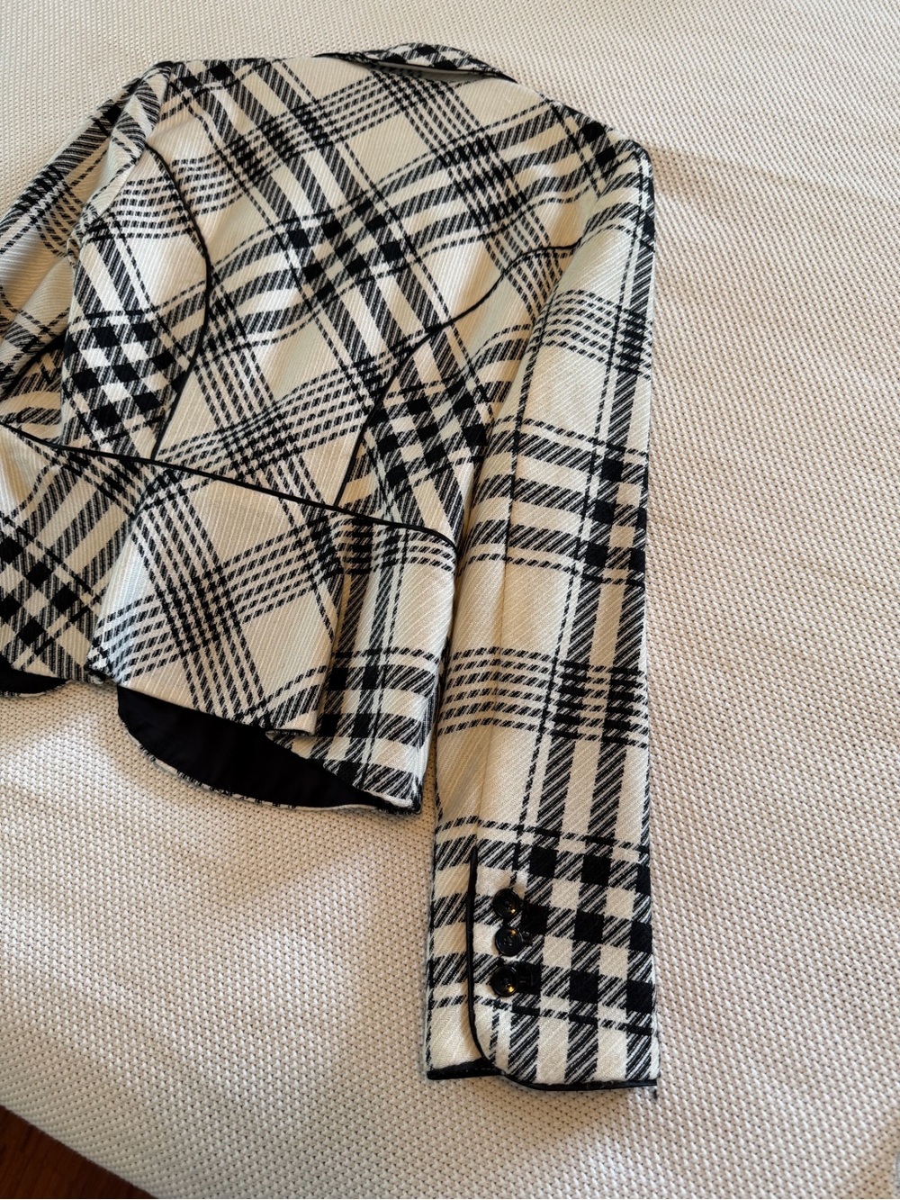 White House Black Market Black & White Plaid Fitted Blazer - Size 0 NWT - Picture 12 of 16
